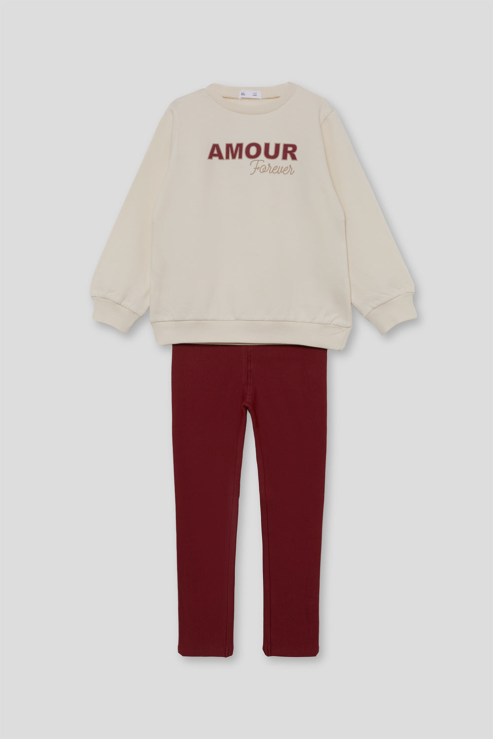 Conjunto Niña Crudo y Burdeos Sudadera “Amour Forever” 2-16 Años | Ref. 366035 | Siju Moda Infantil