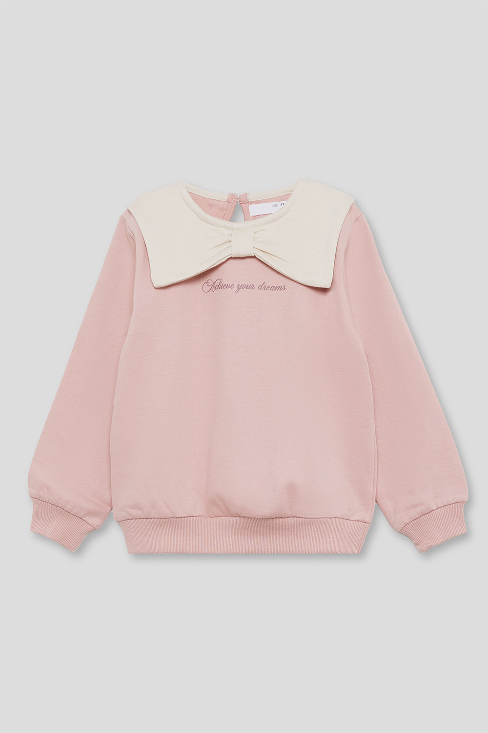 Sudadera Niña Rosa con Cuello y Lazo Crudo “Achieve Your Dreams” | Ref. 366050 | Siju Moda Infantil