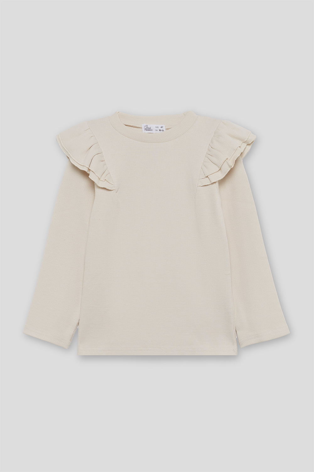 Camiseta Niña Crudo de Canalé con Volantes en los Hombros | Ref. 366064 | Siju Moda Infantil