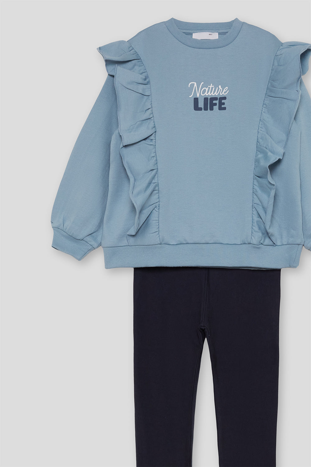 Conjunto Niña Azul con Sudadera de Volantes y Legging Marino | Ref. 366068 | Siju Moda Infantil