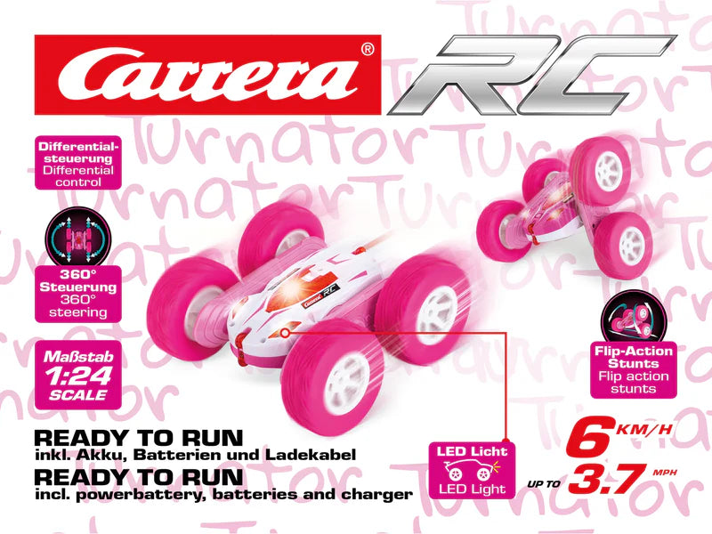 RC Mini Turnator Rosa – Coche Acrobático con Luces LED y Trucos 360°