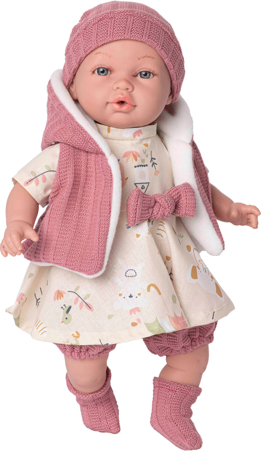 Muñeca bebe reborn Daniela Chaleco sonido Rosa Toys