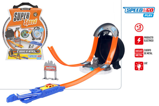 Lanzador de Vehículos de Metal con Circuito & Luz-SPEED&GO