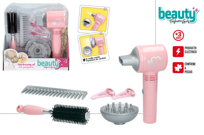 BEAUTY - SET PELUQUERÍA C/SECADOR ELEC +3A - 1/S