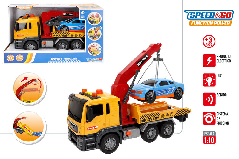 Camión Grúa 1:10 con Luz y Sonido (Fricción)-Speed&Go –