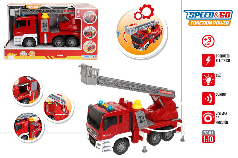 Camión de Bomberos 1:10 con Luz y Sonido (Fricción)-Speed&Go