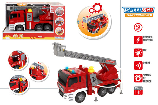 Camión de Bomberos 1:10 con Luz y Sonido (Fricción)-Speed&Go