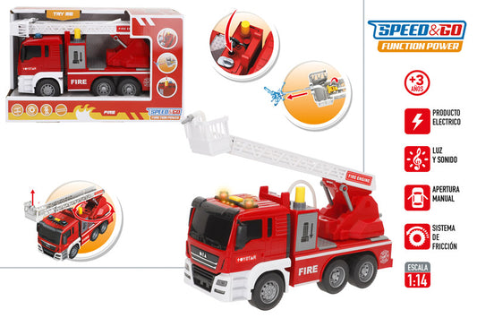 Camión de Bomberos 1:14 con Luz y Sonido (Fricción)-Speed&Go