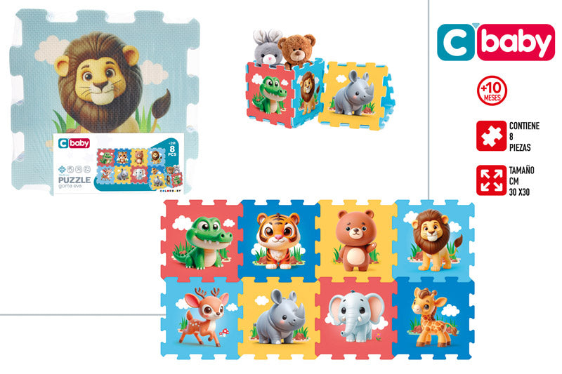 Puzzle EVA Alfombra Infantil de Animales 8 Piezas 120×60 cm (+10M)-C’Baby