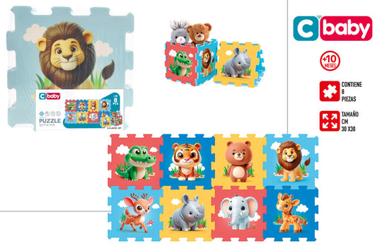 Puzzle EVA Alfombra Infantil de Animales 8 Piezas 120×60 cm (+10M)-C’Baby
