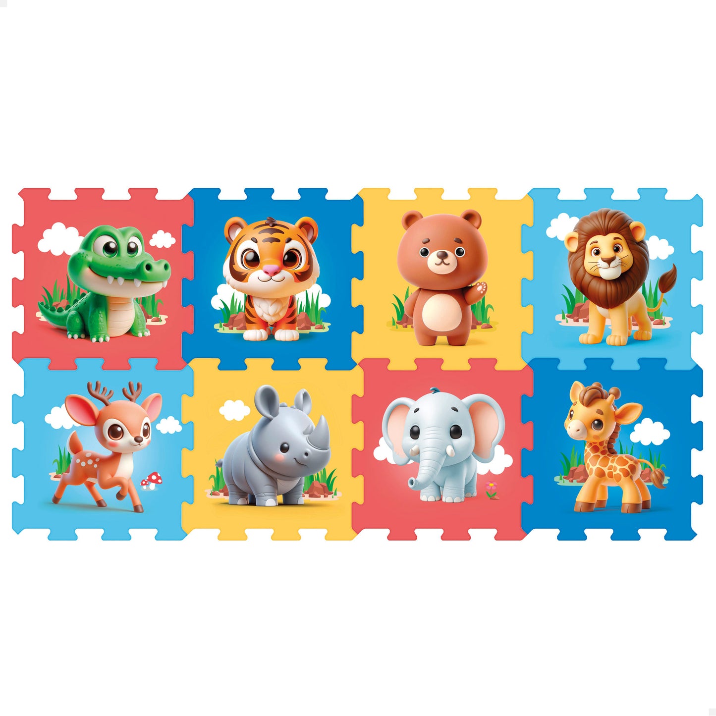Puzzle EVA Alfombra Infantil de Animales 8 Piezas 120×60 cm (+10M)-C’Baby