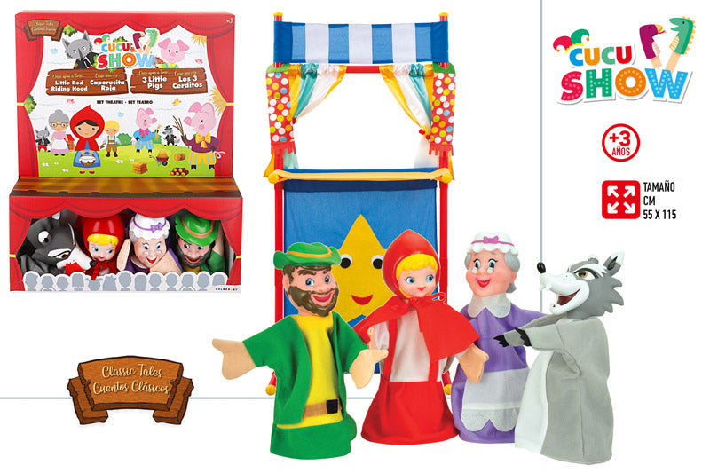 Set de Teatro con 4 Marionetas – Caperucita Roja 55×115 cm