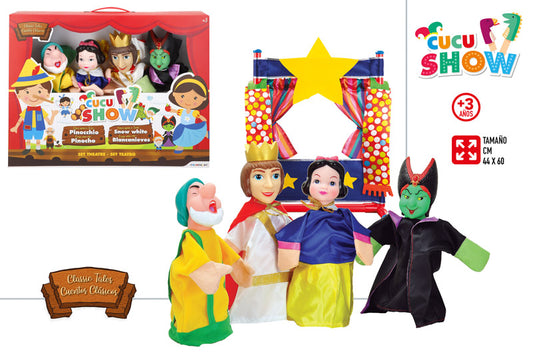 Set de Teatro con 4 Marionetas – Blancanieves 44×60 cm