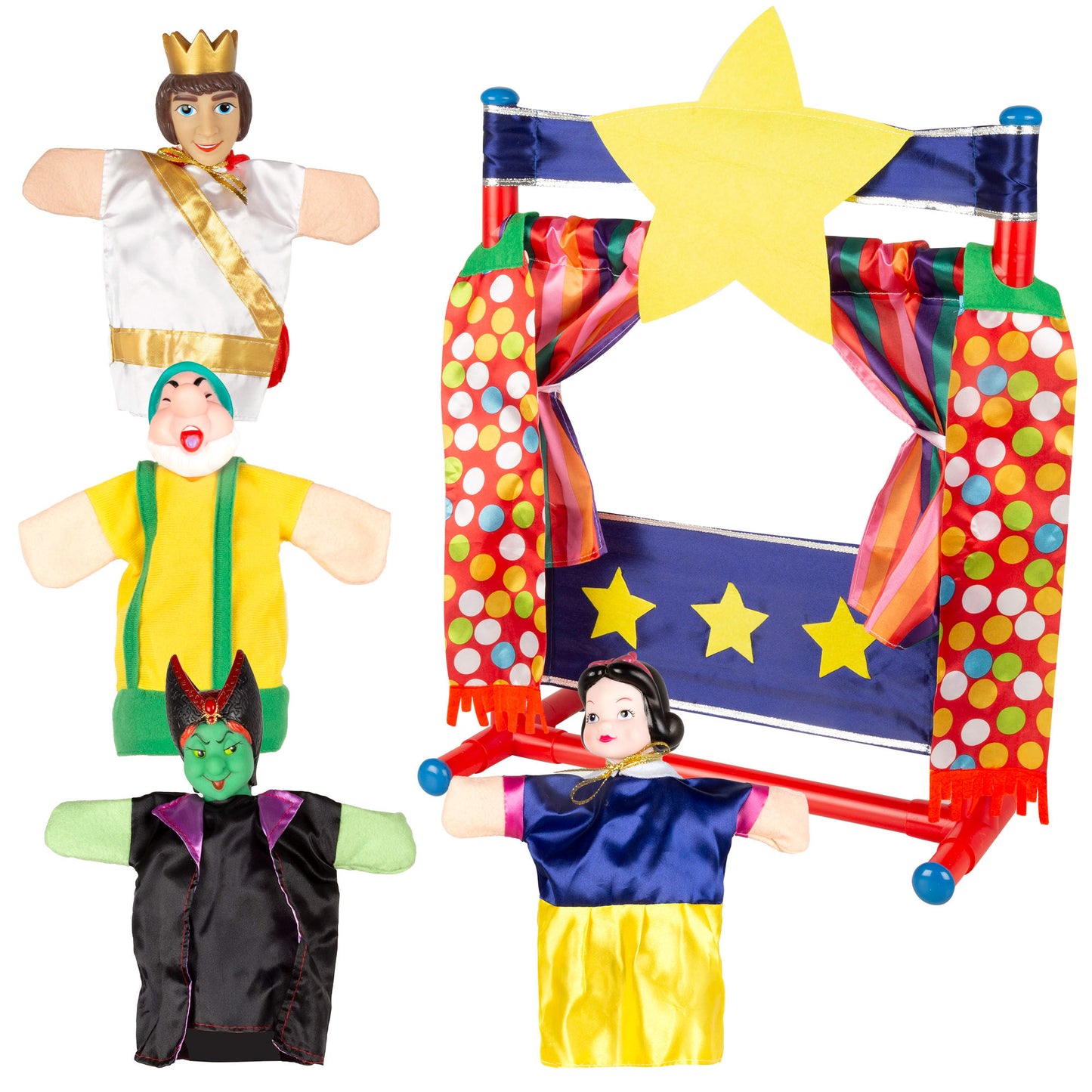 Set de Teatro con 4 Marionetas – Blancanieves 44×60 cm