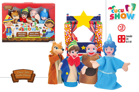 Set de Teatro con 4 Marionetas – Pinocho 44×60 cm