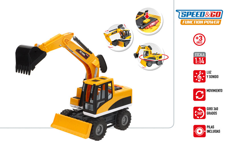 Excavadora 1:14 con Fricción, Luz y Sonido-Speed&Go