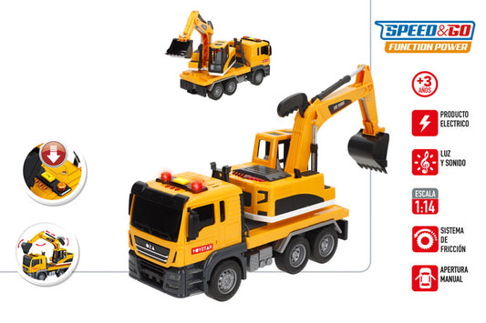 Camión Grúa 1:14 con Fricción, Luz y Sonido-Speed&Go