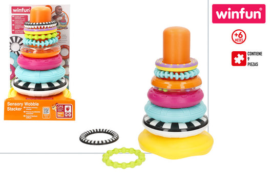 Torre de Aros Sensoriales Apilables (+6 Meses)-Winfun