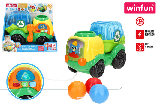 Camión de Reciclaje de Arrastre con Luces, Sonidos y Frases-Winfun