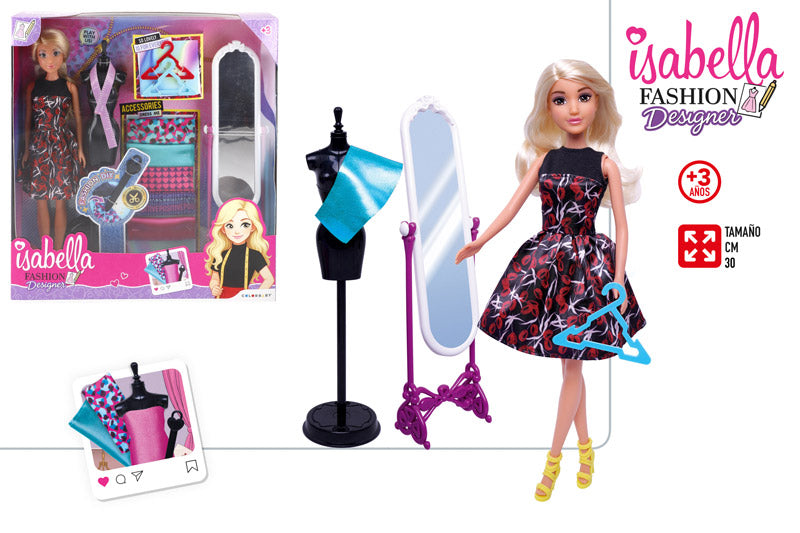 Muñeca Fashion 30 cm con Ropa y Accesorios-Isabella