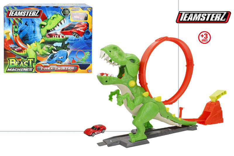 Pista T-Rex Twister con 1 Coche Metálico Teamsterz