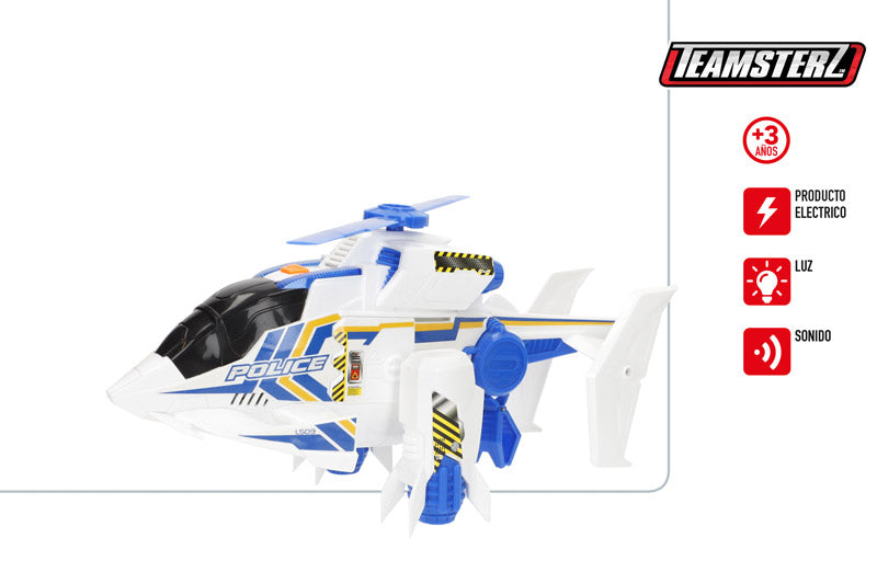 Helicóptero de Policía con Luz y Sonido Teamsterz