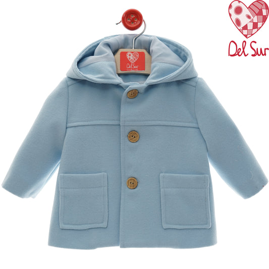 Trenka celeste paño con capucha forrada | Del Sur niño 6-48 meses 💙