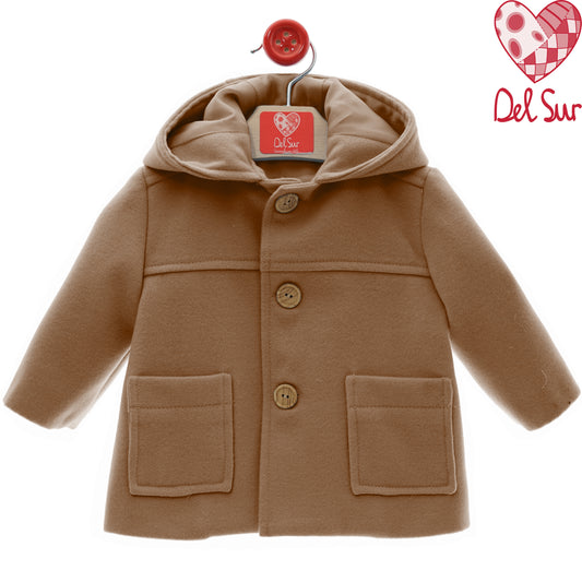 Trenka camel paño con capucha forrada | Del Sur niño 6-48 meses 🧥