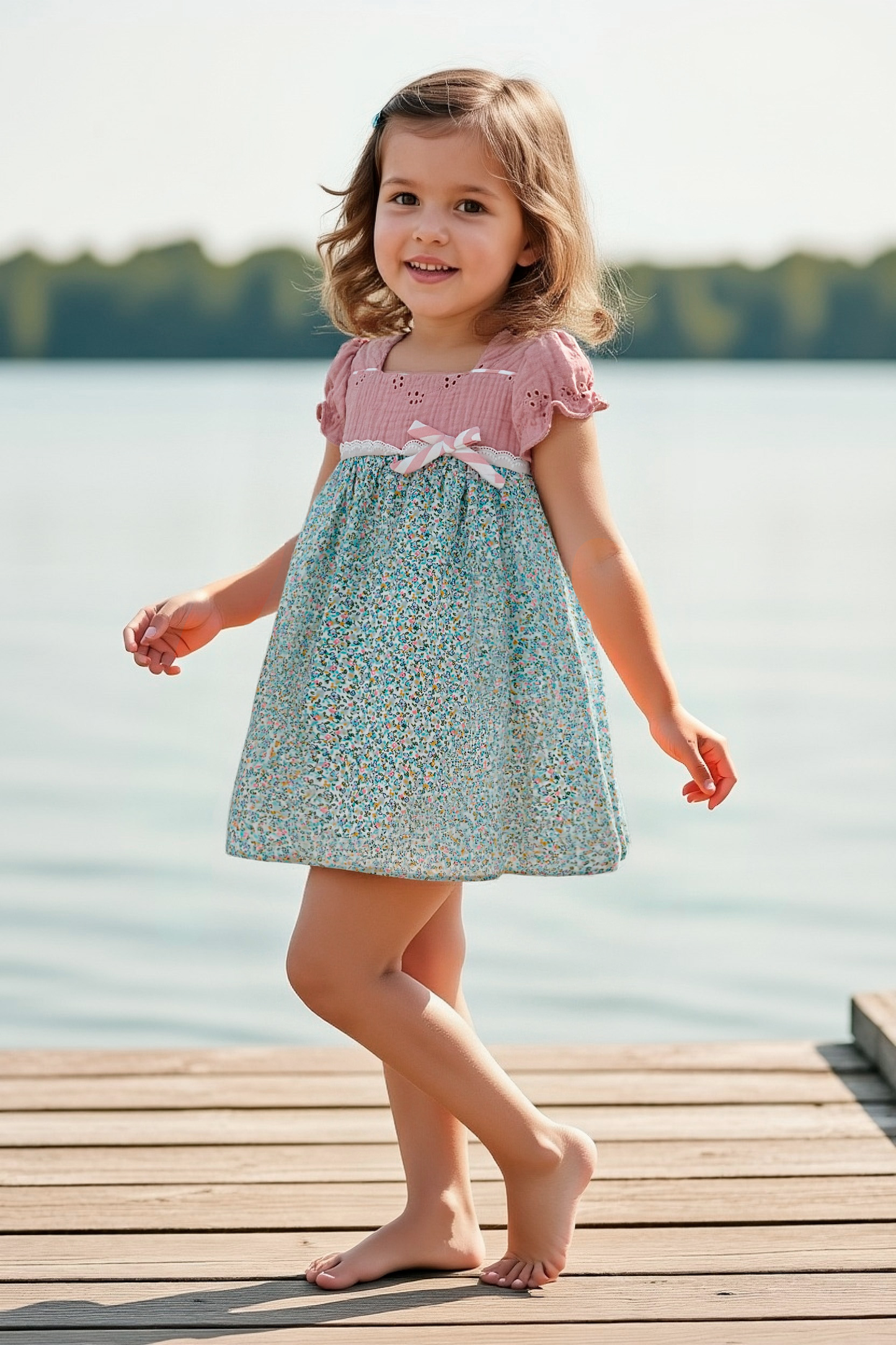 Vestido bebé Verona flores rosa Del Sur 3 -36 meses | Familia Verona