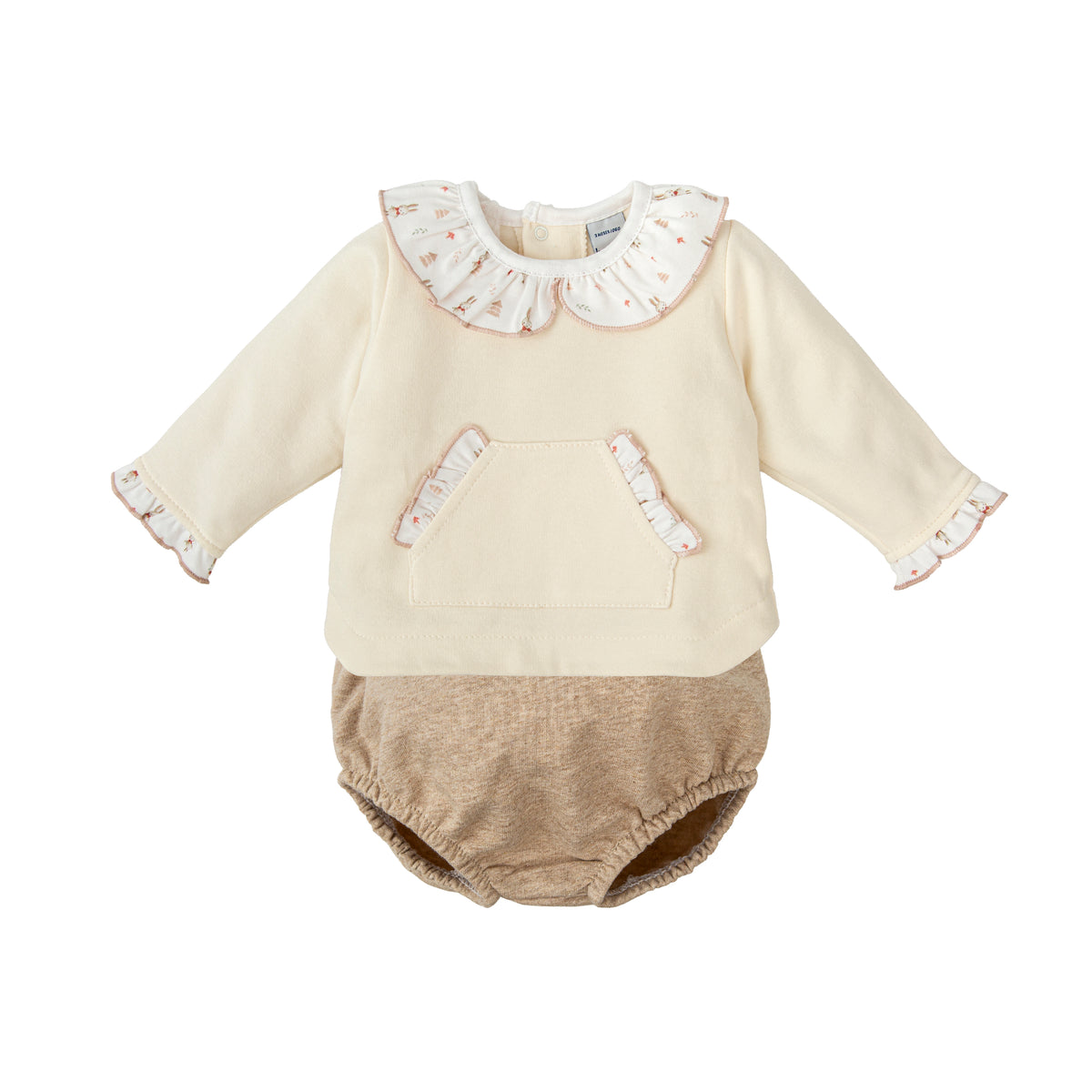 Conjunto de Felpa con Ranita y Cuello Volante Niña Huella Babidú | 3 a 36 Meses