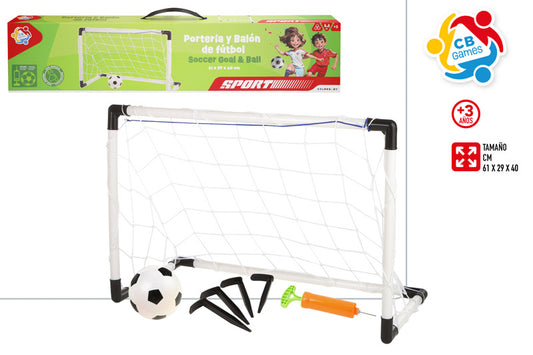 Set Portería Infantil 61x29x40 cm con Balón de Fútbol (+3 Años) CB Sports