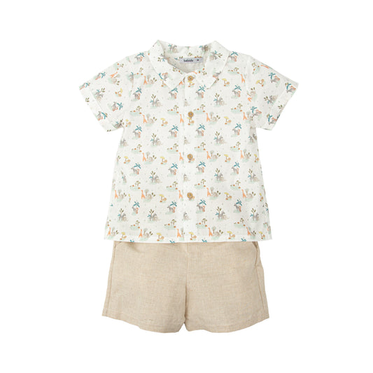 Conjunto Niño Cuello Pico Descubrimiento Babidu 2-6 Años | Camisa + Short Verano