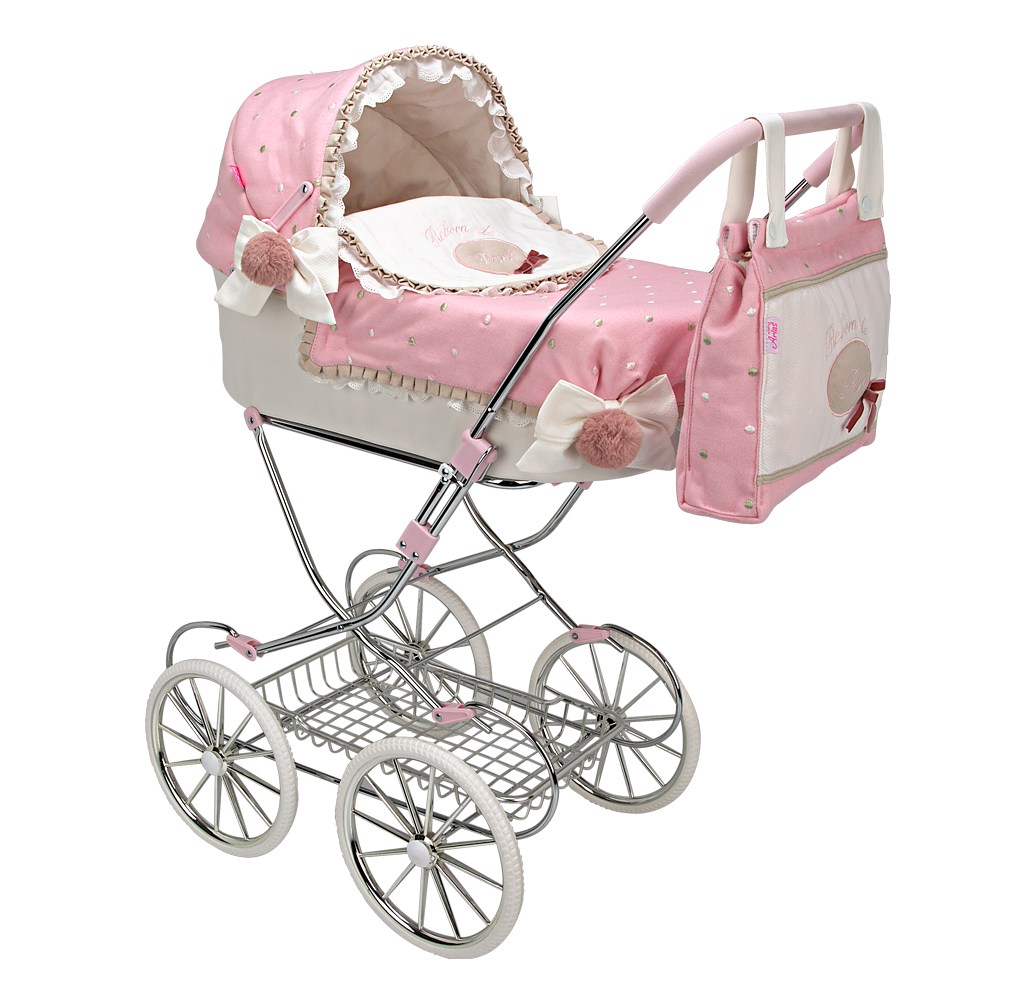 Coche con capota Reborn de París plegable con bolso – Muñecas Arias 🧸✨