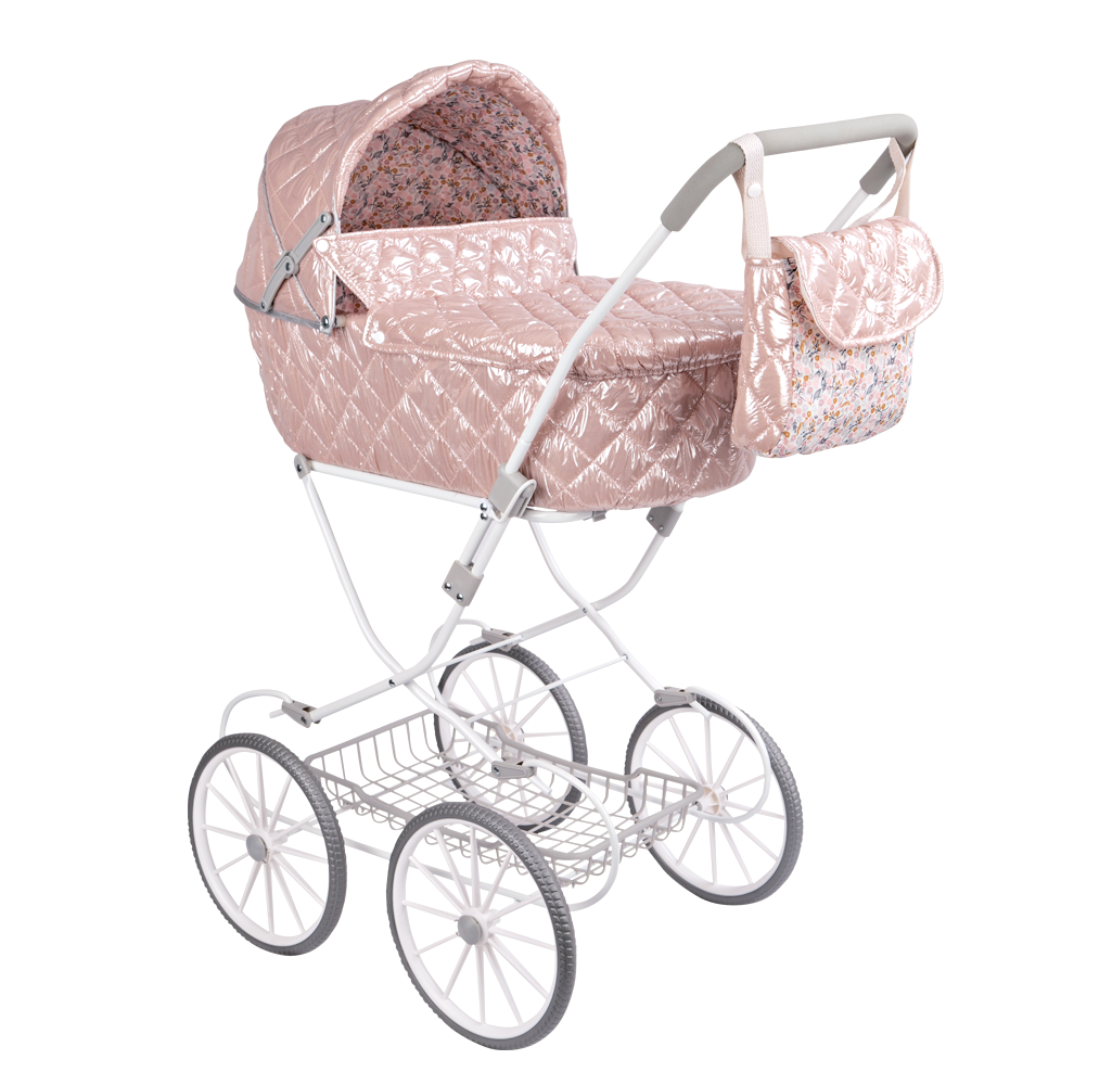 Coche capota Fantasy con bolso – Carrito plegable para muñecas hasta 56 cm 🍼✨
