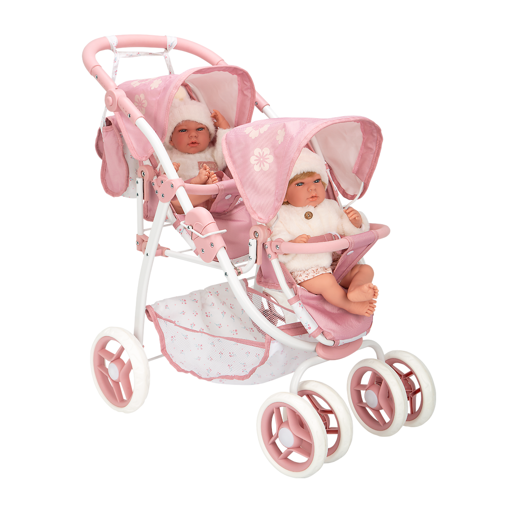 Coche gemelar Elegance con bolso 46x73x72 cm | Muñecas Arias