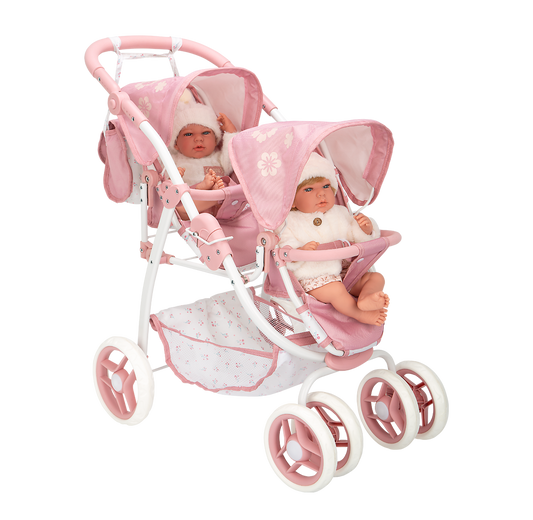 Coche gemelar Elegance con bolso 46x73x72 cm | Muñecas Arias