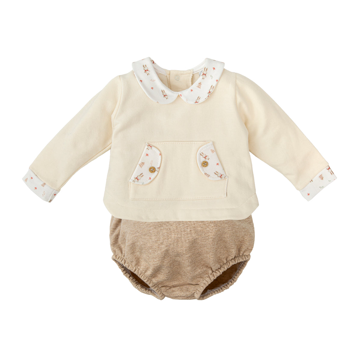 Conjunto de Felpa con Ranita y Cuello Bebé Niño Huella Babidú | 3 a 36 Meses
