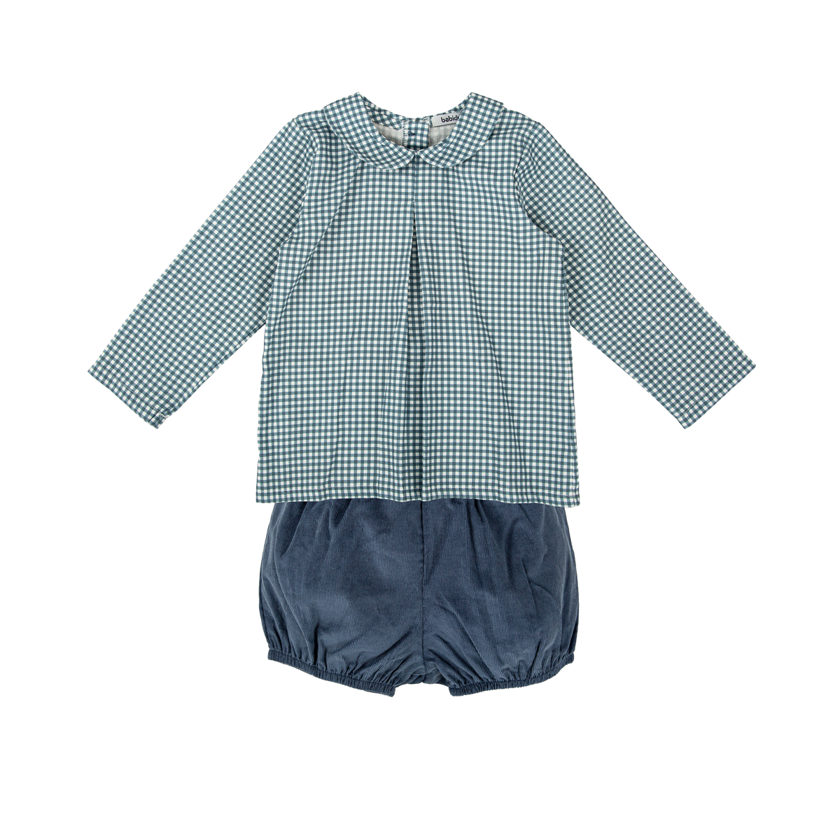 Conjunto bebé niño pantalón corto de micro pana + camisa Babidú – Familia Lluvia