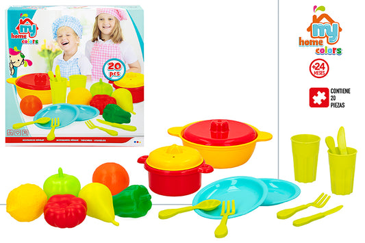 Set 20 Accesorios de Cocina y Comidas Infantil My Home
