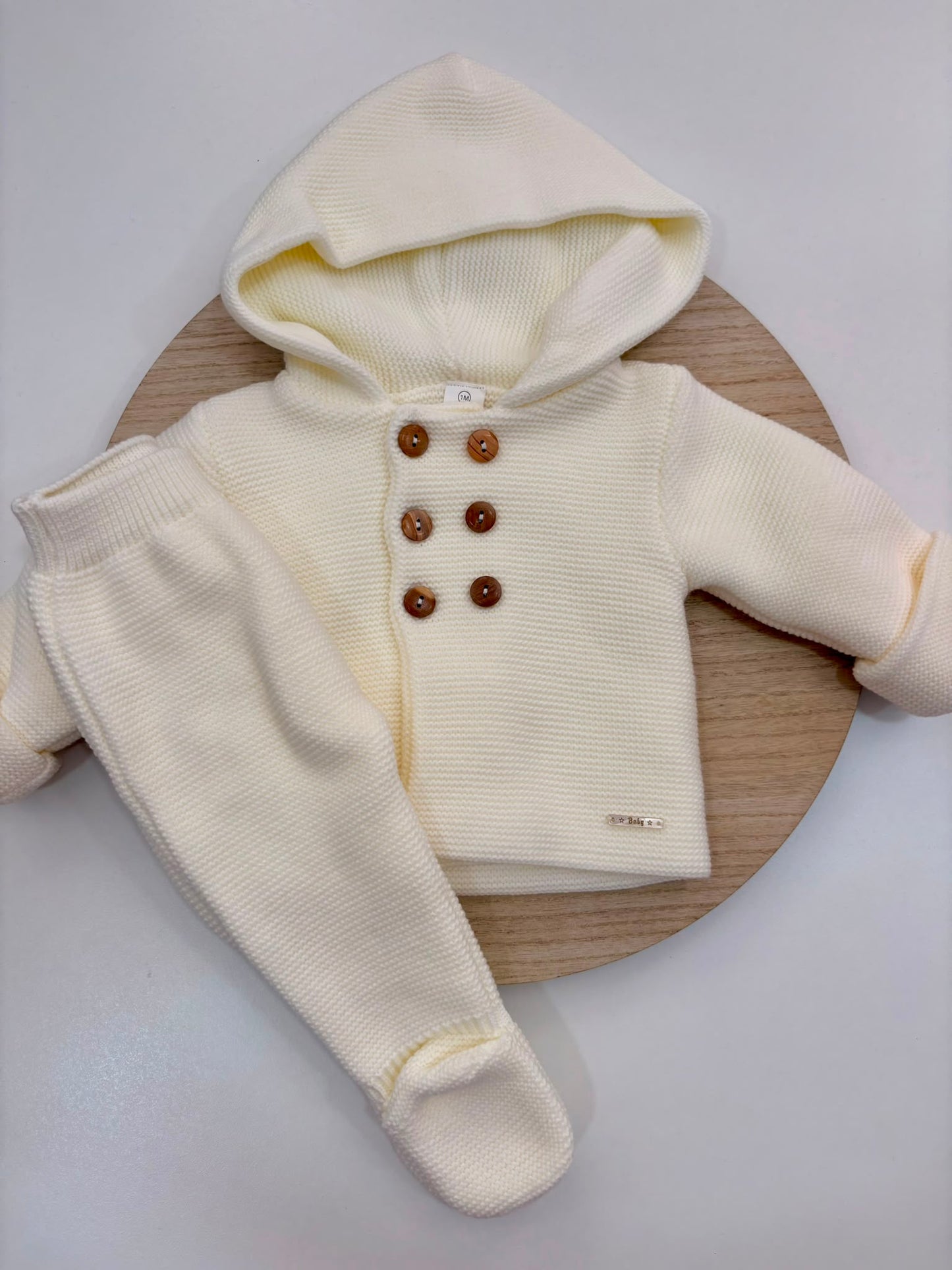 San Francisco de Punto Básico con Capucha Marfil | Tallas 1 a 12 Meses | Siju Moda Infantil