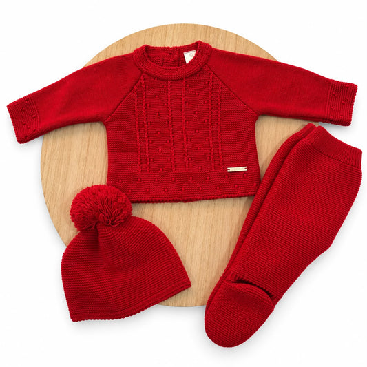 Conjunto de Primera Puesta Rojo para Bebé | 00 a 6 Meses