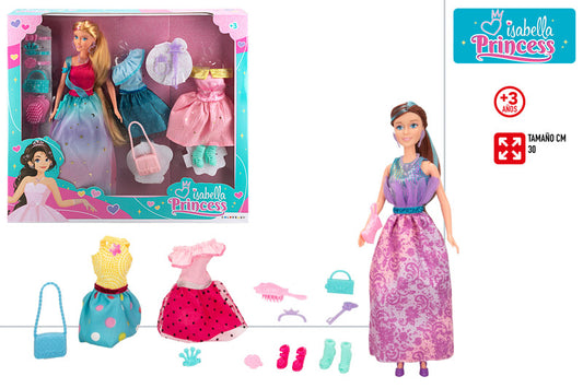 Muñeca Fashion 30 cm con Ropa y Accesorios (2 Modelos Surtidos)Isabella
