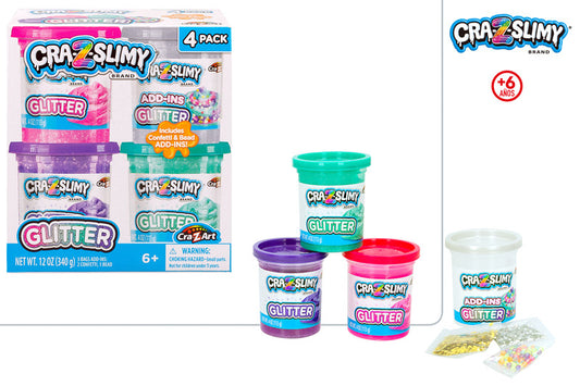 Pack 4 Botes de Slime Glitter Cra-Z-Slimy