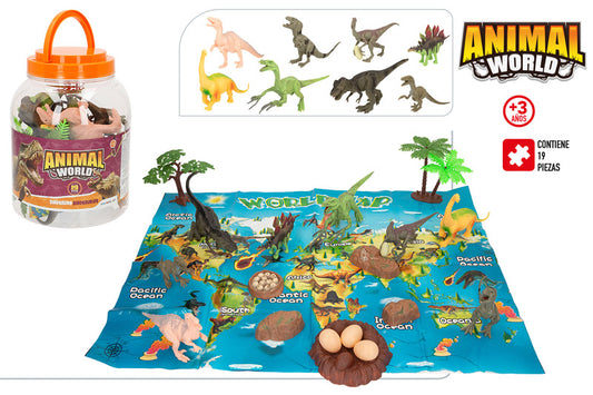 Bote 19 Dinosaurios con Accesorios (D16x21 cm)Animal World