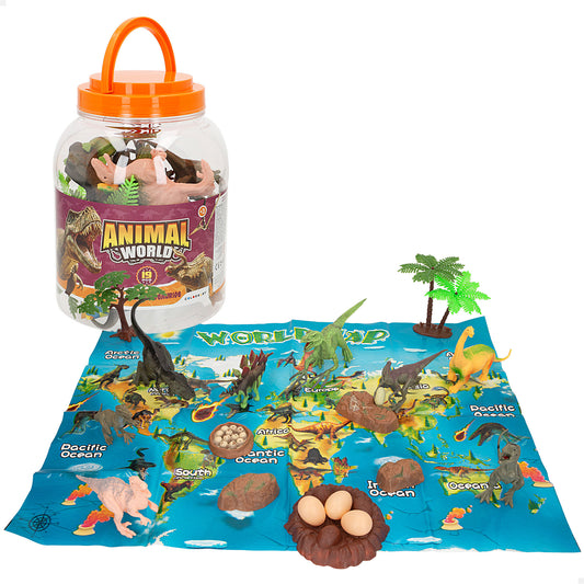 Bote 19 Dinosaurios con Accesorios (D16x21 cm)Animal World
