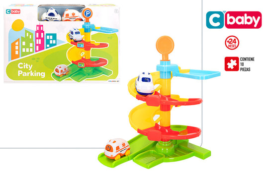 Parking Infantil con 2 Coches para Primeras Carreras C’Baby