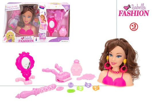Busto de Muñeca con Accesorios de Belleza y Peinado Isabella