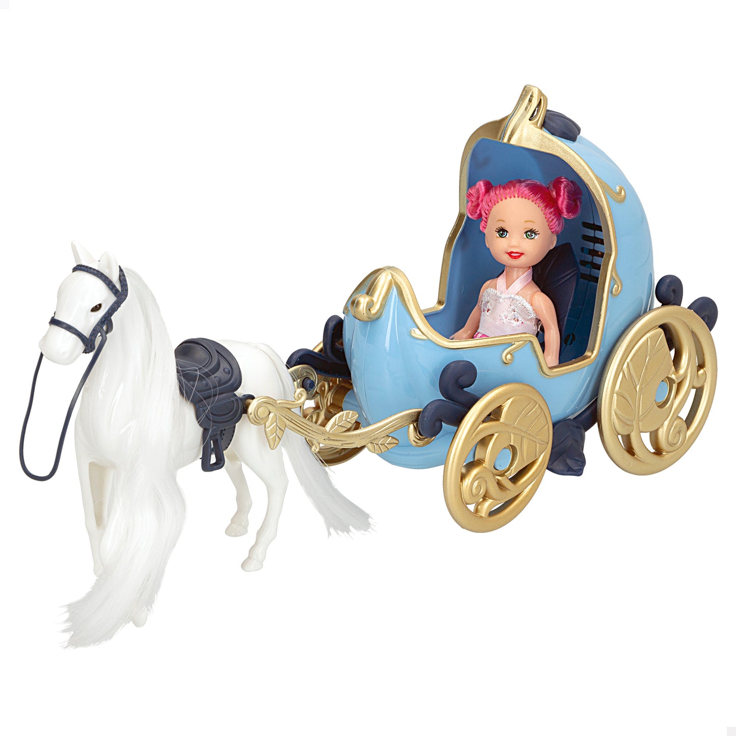 BELLA-CARRUAJE C/LUZ Y SONIDO Y MUÑECA 9CM