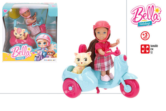 Muñeca 12 cm con Moto y Mascota 🛵🐾 Bella