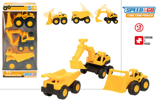 Pack 3 Vehículos de Construcción 🚧🚜 Speed&Go